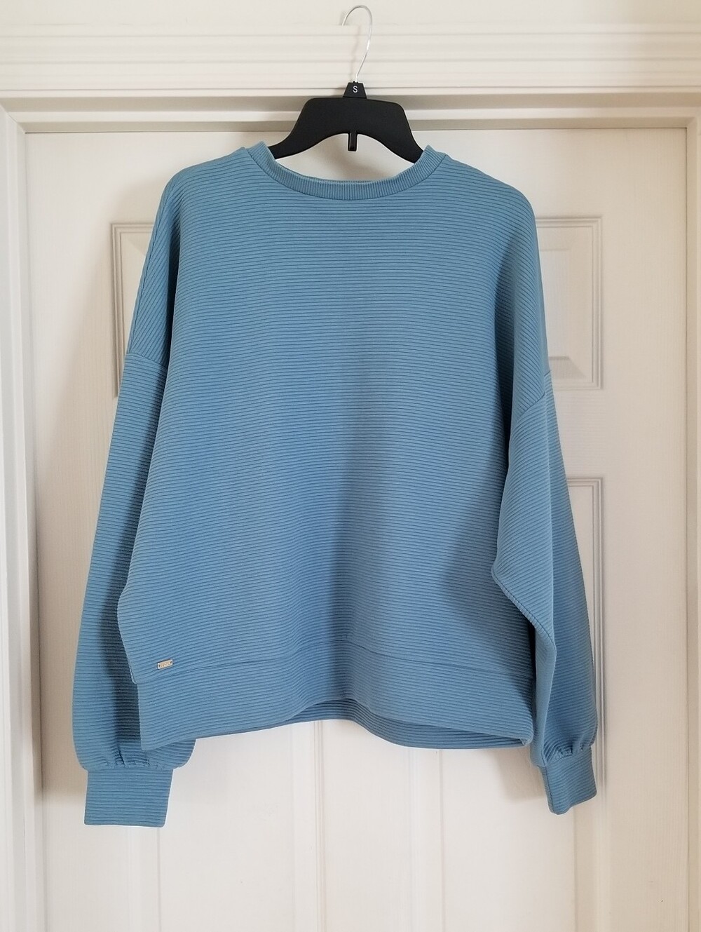 Lune Active Amber Modern Fit Ribbed Crew Sweatshirt Spring Lake Blue Size S